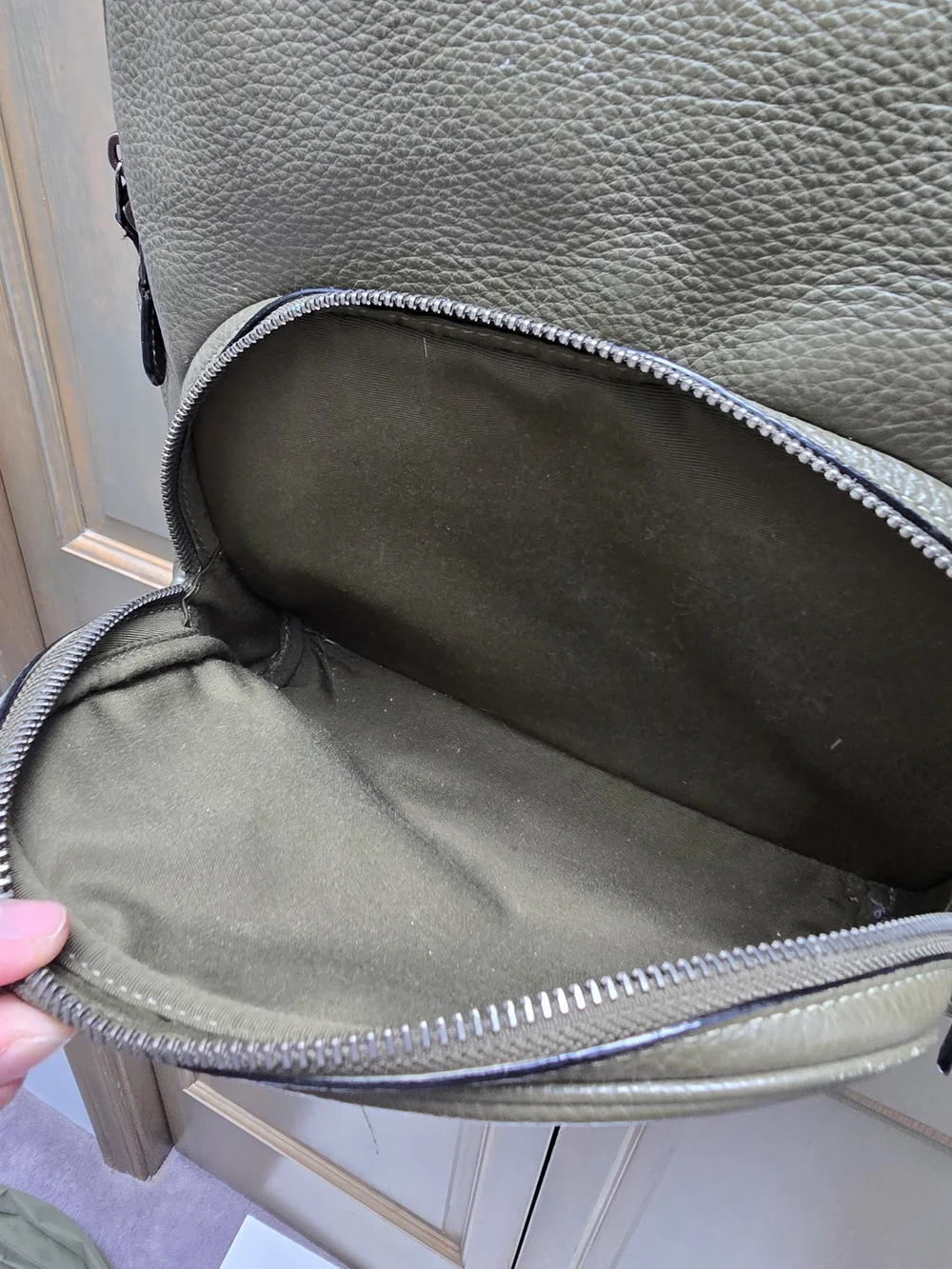 Coach Pebbled Leather Backpack in Olive Green